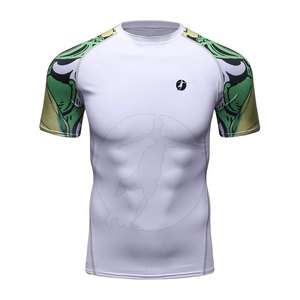 เสื้อแรชการ์ดแขนสั้นสำหรับผู้ชายเสื้อป้องกันผื่นแขนสั้นพิมพ์ลายโลโก้ตามสั่ง - Product Image 1