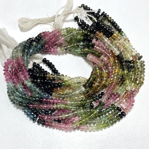 4-4.5MM Perles en forme de tourmaline naturelle en vrac Multi-Rondelle pour la fabrication de bijoux Perles en pierre lisse - Product Image 5