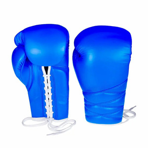 Nouveauté 2026, dernier modèle, gants de boxe à lacets au poignet, sur mesure, élégants, en cuir bleu original, gants d'entraînement de combat, CP-BG-12 - Product Image 1