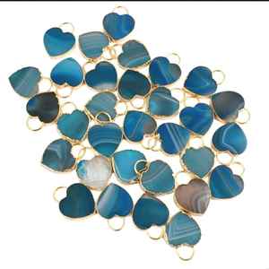 Coeur Gemstone Connecteur Coeur Forme Agate Pendentif 2 Couleur Texturé En Couleur Usage Quotidien Look Minimal Sur Chaque Jour Porter - Product Image 2