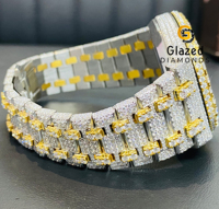 Luxuriöse Edle Schmuckuhr aus Edelstahl im Hip-Hop-Stil mit Mechanischem Uhrwerk für Herren, Vollständig mit Brillantschliff-Diamanten Besetzt, Analoges Glas