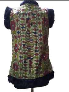 Chaquetas de piel verde sin mangas para mujer, chaqueta Bohemia con cuentas totalmente a mano, 2022 - Product Image 3