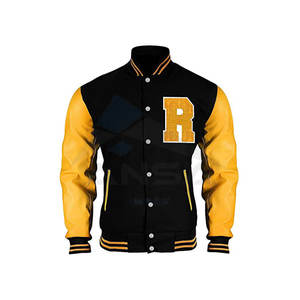 แจ็คเก็ตวาร์ซิตี้ดีไซน์ใหม่ราคาถูกสำหรับผู้ใหญ่ แจ็คเก็ตเบสบอลแบบมีตัวอักษรสำหรับฤดูหนาว สีดำสำหรับผู้ชาย บริการ OEM คุณภาพสูง - Product Image 1