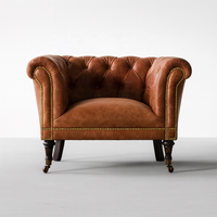 Canapé Chesterfield, style mid-century modern, gonflable, en cuir véritable |   Fauteuil Club Vintage pour Salon, Appartement, Villa |   Fait main