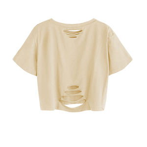 ที่ถูกที่สุดคุณภาพสูง Crop TOP GYM ฟิตเนสออกกําลังกายเสื้อยืด Crop Tops แขนสั้นลูกเรือคอสุภาพสตรี Breathable Crop TOP T เสื้อ - Product Image 5