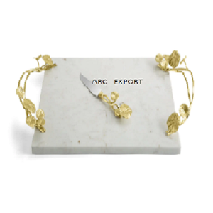 Bandeja de servicio de comida pulida brillante martillada Vintage con asas de latón de Metal de Color dorado para el hogar, vajilla, bandeja de artículos para servidor de alimentos - Product Image 5