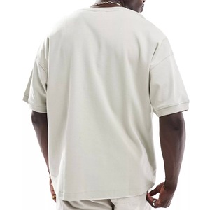 Nouveau design, qualité de luxe, 100% coton, poids lourd, séchage rapide, respirant, coupe classique, t-shirt à manches courtes à épaules tombantes pour homme, tricoté - Product Image 3