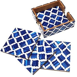 Mother of Pearl Bone Inlay Coaster Set of 4 for Home Restaurant Hotel From Indian Manufacturer for Tea <b>Coffee</b> Mats & <b>Pads</b> Decor - Product Image 4