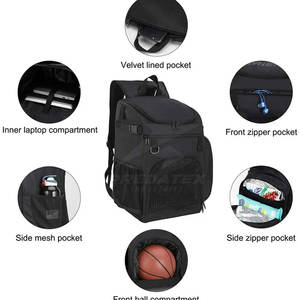Bolsa de Baloncesto Cómoda con Soporte para Balón, Acolchado Transpirable en la Espalda, Compartimento Principal Grande, Capacidad de 30-40L, 100% Poliéster - Product Image 4