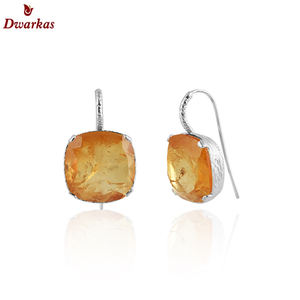 Elegantes pendientes de joyería de plata de ley 925 doblete citrino cuarzo piedra preciosa textura banda pendiente colgante - Product Image 1