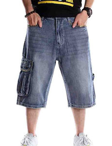 Shorts Vaqueros de Verano para Hombre, Estilo Vintage, Lavado Ácido Azul Claro, Transpirables, Corte Recto, Diseño Desgastado con Efecto Desgastado por el Sol, 2026 HSI - Product Image 1