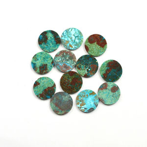 Venta al por mayor de cabujones de crisocola verde natural de piedra de Fénix redonda de corte plano doble personalizados para la fabricación de joyas - Product Image 6