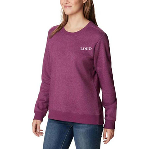 Venta al por mayor de ropa de calle de alta calidad Casual cuello redondo sudaderas de manga larga de las mujeres sudadera 100% algodón liso de gran tamaño - Product Image 6