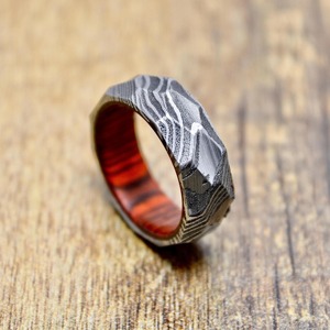 Anillo de Bodas de acero de Damasco personalizado unisex, cuchillos de compromiso hechos a mano, soporte OEM Manual, herramientas de fuente de alimentación para hombres - Product Image 6