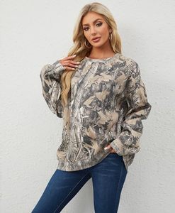 Sudadera de camuflaje de cuello redondo OEM para mujer, jersey con estampado completo personalizado, ropa de calle con patrón de bosque, sudaderas con capucha de lana - Product Image 5