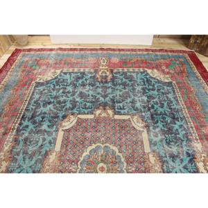 Alfombra Vintage, Alfombra Turca de 9x11.9 pies, Alfombra de Lana Azul Ombré - Product Image 3