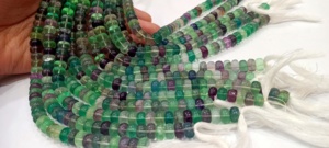 Rondelle de pierres précieuses naturelles multi-fluorite lisse 8 mm perles vendues par brin 8 pouces de long perles de grande qualité - Product Image 3