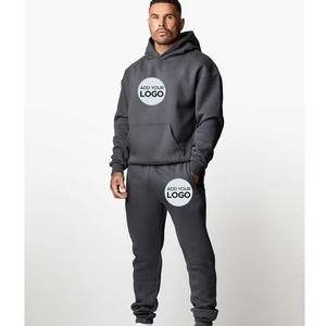 Logo personnalisé avant et arrière Survêtement pour homme Sweat à capuche 2 pièces Survêtements de jogging athlétiques pour hommes Pull-over de sport décontracté - Product Image 4