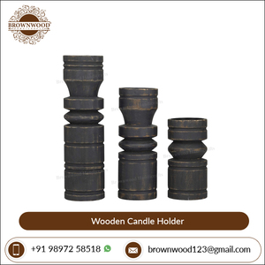 ชุดเชิงเทียนโบราณสีเทาเข้มมี3ดีไซน์ที่เป็นเอกลักษณ์เชิงเทียนไม้มะม่วงคุณภาพสูงขายส่งจากผู้ผลิตอินเดีย - Product Image 2