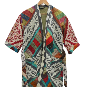 Cut Work Kantha <b>Jacket</b>, Handmade Kantha <b>Jacket</b>, Patchwork <b>Jacket</b>, Embroidery <b>Jacket</b>, <b>Kimono</b> <b>Jacket</b>, Quilted <b>Jacket</b>, Style Coat - Product Image 1