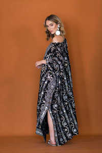 Alta moda bordado de talla grande de manga corta Kaftan cuello barco diseñador Boho elegante mujer vestido de fiesta - Product Image 3