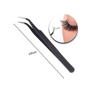 Pinzas profesionales de pestañas de acero inoxidable de alta calidad para mujeres Instrumentos de belleza negros - Product Image 2