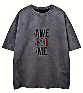 T-shirt graphique surdimensionné pour hommes Awesome Bold Print Distressed Casual Shirt Streetwear Casual T Shirt - Product Image 1
