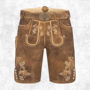 Custom Lederhosen Trachten <b>Shorts</b> | Vintage Bavarian Style | Sustainable Goat <b>Leather</b> | Herbst Oktoberfest Ready | OEM Fast Ship - Product Image 1