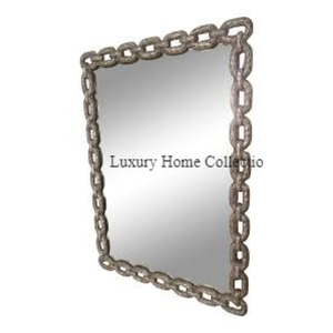 Chain Design Casted Frame for Wall <b>Mirror</b> Rectangle Shape <b>Silver</b> Color Forged Design Handmade Wall Decor for Bathroom and Other - Product Image 1
