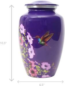 Urnas para cenizas de cremación Urnas decorativas para cenizas Urnas funerarias grandes para hombres y mujeres adultos Urnas de entierro de aluminio Urna de colibrí - Product Image 2