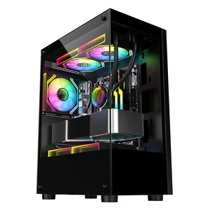 2024 High-End Full Vision Gehard Glazen Paneel Gabinete Micro Atx Pc Gaming Case Ondersteuning 240Mm Waterkoeler Computerkast Toren