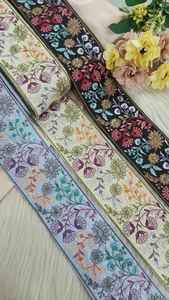 ผ้าลูกไม้ปักลายดอกไม้สามสีกว้าง2นิ้วสำหรับเสื้อผ้าและชุดสูทสีพาสเทลอ่อนสำหรับขายต่อ - Product Image 3