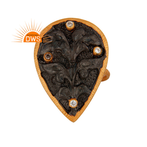 มาใหม่เงินสเตอร์ลิง18K ชุบทอง18K อัญมณี CZ ดีไซน์รูปใบไม้อัญมณีสำหรับผู้หญิงของขวัญสำหรับผู้หญิง - Product Image 1