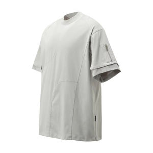 Camiseta de Hombre de Alta Calidad, Manga Corta, Tejida, 100% Algodón, Diseño de Bolsillo Personalizado, Color Sólido, Corte Irregular, Estilo Niche - Product Image 1