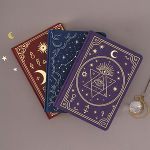 LABON Cuaderno de Tapa Dura con Símbolos Celestiales, Diarios Místicos de Magia Lunar, Constelaciones de Astrología en Lámina de Oro, Agenda Punteada de 160gsm - Product Image 1