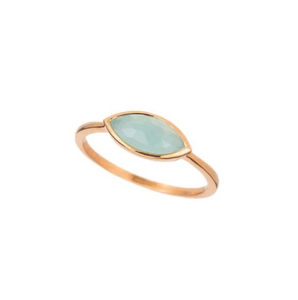 Pierres précieuses Aqua calcédoine Marquis en forme de Vermeil doré en argent Sterling 925, ensemble de lunette, bague, bijoux de mode, bagues en cristal naturel - Product Image 3