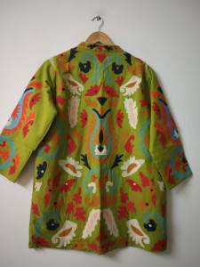 Veste brodée verte manteau matelassé indien fait à la main pardessus avant dames ouvert Long manteau ethnique Boho veste, Kimono Unique - Product Image 3