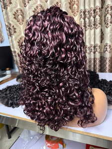 High Quality Luxury Pixie Curly Color Black Human Hair Remy Raw Virgin Lace Front Long <b>Wigs</b> Natural Wavy. - Product Image 5