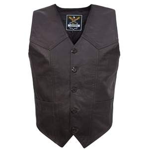 Chaleco de motorista de cuero personalizado para hombre, Chaleco de cuero de motocicleta a prueba de viento para ciclistas de Club - Product Image 5