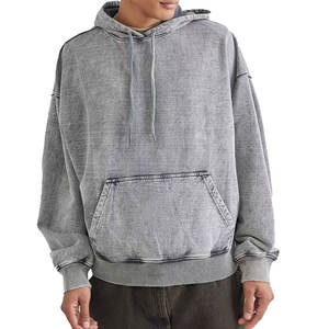 เสื้อฮู้ดผู้ชายวินเทจผ้าฟริกเทอร์รี่แบรนด์ดีไซเนอร์ผ้ากรดซักเสื้อผ้าแนวสตรีทปักลายมีซิป - Product Image 1