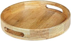 Bandeja Redonda de Madera de Mango Natural Hecha a Mano, Elegante, Duradera, No Tóxica, de Grado Alimenticio, para Servir Frutas, Utensilios de Cocina, Bandeja para Desayuno - Product Image 4