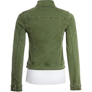 Veste en jean verte avec boutons sur le devant, poches poitrine, détails de couture, manches longues et col chemise pour un style décontracté. - Product Image 6
