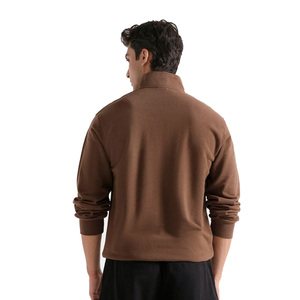 Sweat-shirt à col montant zippé 1/4 en coton 100% personnalisable avec logo, sweat-shirt basique pour homme, sweat-shirt oversize à demi-zip uni - Product Image 4