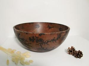 Tazón de Madera de Mango Pintado a Mano, Diseño Moderno Ecológico, Patrón de Hojas Esmaltadas, Tazón de Madera Hecho a Mano Personalizado al por Mayor - Product Image 4