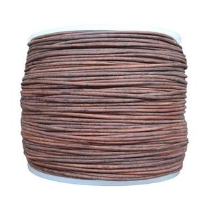 Cordón de cuero de vaca marrón desgastado de grano completo, collar de Color Original, cuerda redonda para fabricación de joyas, tamaño personalizado - Product Image 1