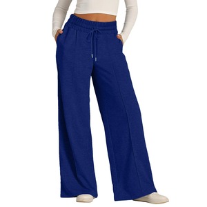 Pantalones de mujer, pantalones para mujer, venta al por mayor 2024, pantalones holgados de cintura alta para mujer, pantalones de pierna anchos y transpirables, nueva moda informal de cintura alta - Product Image 5