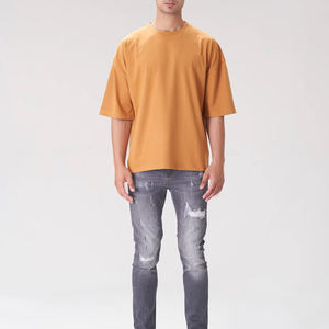 2025 vente en gros 100% coton T-shirt pour hommes coupe ample imprimé poids lourd coton T-Shirt personnalisé Streetwear surdimensionné T-shirt pour hommes - Product Image 4