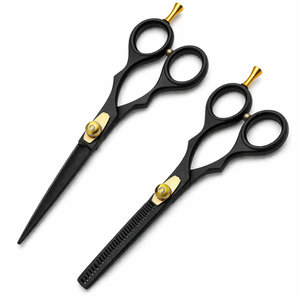 High End Hairdressing Scissors <b>Set</b> 6.5 Inch Black and Gold Cutting and Thinning Shears <b>Barber</b> Kit Custom Logo - Product Image 2