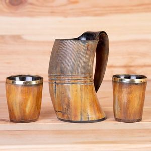 High Quality Natural Buffalo Horn <b>Mug</b> with Handle Modern Design Eco-Friendly for Beer Wine Mead Ale - Product Image 6