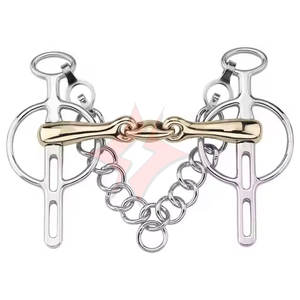 Broca de caballo en forma de M articulada con ranura de hierro dulce de primera calidad con relleno suave de acero inoxidable y broca de anillo suelta de plata alemana - Product Image 1